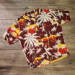 Hawaiian shirt kids boys XL extra large brown red summer beach tropical palm